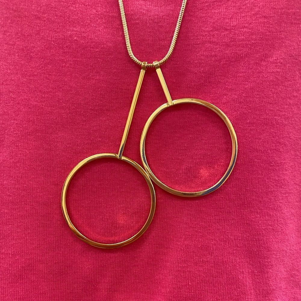 J. Crew gold long dangle open hoop pendant‎ necklace - Picture 2 of 4